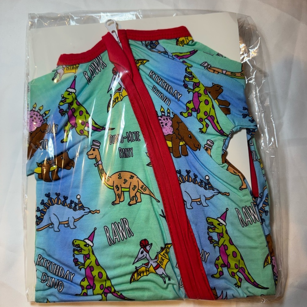 Dinosaur Print Kids Bamboo Pajamas Size 0-3